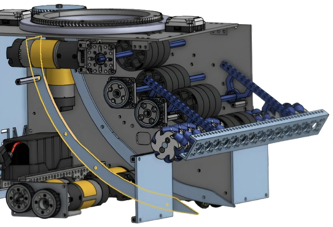 CAD render of the V3 transfer with custom rails