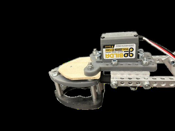 Close-up of the lift arm's specimen gripper